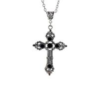 [Fpbiagoq] Collar de Cruz Vintage para Mujeres Hombres Plata Cristal Gótico Cruz Símbolo de Semana Santa Collar Minimalista, フリーサイズ, Como se describe en la descripción, Sin piedra preciosa
