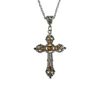 [Fpbiagoq] Collar de Cruz Vintage para Mujeres Hombres Plata Cristal Gótico Cruz Símbolo de Semana Santa Collar Minimalista, フリーサイズ, Como se describe en la descripción, Sin piedra preciosa