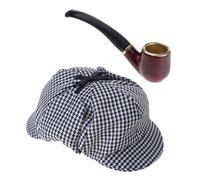 [Fpbiagoq] Conjunto de disfraz de detective de PC con sombrero de detective y disfraz para fiesta de pipa para Carnivals Masquerade Party