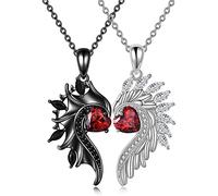 [Fpbiagoq] Mujeres Gargantilla Joyería Angel Diablo Sombreado Colgante Collar Cadena Cadena Collar Aleación Mujeres Niñas Pareja Collares