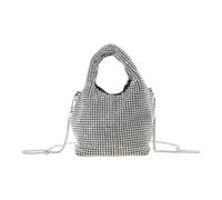 [Fpbiagoq] Mujeres Rhinestone Cubo Bolso Bling Brillante Cartera de Cristal Bolso Bolso de Mano de Noche Fiesta Boda Fiesta Boda Accesorios de Fiesta de Novia, Plata 20 pies