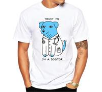 FPBQSSMV EST Design Trust Me I'm A Dogtor T Shirt Dog Doctor Pop Funny White L