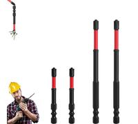 FPH2 Impact Screwdriver Bit Set, Magnetic S2 Steel FPH2 Bits for Electricians, Includes 65 mm & 110 mm Phillips + Slotted Heads, 1/4Hex Shank, Pro Grade (4 unidades)