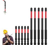 FPH2 Impact Screwdriver Bit Set, Magnetic S2 Steel FPH2 Bits for Electricians, Includes 65 mm & 110 mm Phillips + Slotted Heads, 1/4Hex Shank, Pro Grade (10 unidades)