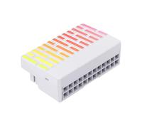 FPHADO ATX - Adaptador de conector de alimentación de 24 pines 90° 5 V 3 pines ARGB 24 pines hembra a macho 90° adaptador de corriente DIY para computadoras de escritorio, color blanco