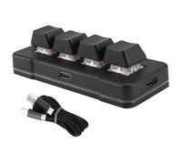 FPHADO MK424U - Mini teclado personalizado de 4 teclas con interruptor azul mecánico, conexión USB para juegos de oficina, multimedia, color negro