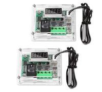 FPHADO Módulo controlador de temperatura W1209 con carcasa y pantalla LED, módulo de termostato digital con sonda impermeable, 2 unidades