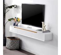 FPIGSHS Mueble TV Suspendido Moderna 140cm Mueble de TV Flotante Blanco Consola Multimedia Entretenimiento Pared Armario Televisión con Puertas y Cajones Ideal para Salón y Dormitorio (B, 140cm)