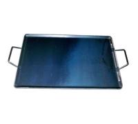 FPLUS Plancha de asar acero 4 mm con 2 asas de metal 33 x 25 cm negro rectangular