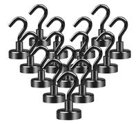 FPMYB 16 Piezas Ganchos magnéticos, Neodimio Ultra fuertes 16mm Diámetro 15KG 33LBS de Fuerza de Atracción Ganchos Iman Neodimio imanes potentes para Refrigerador, Barbacoa, Cocina, Gadgets