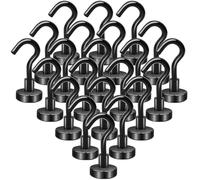 FPMYB 22 Piezas Ganchos magnéticos, Neodimio Ultra fuertes 16mm Diámetro 10KG 22LBS de Fuerza de Atracción Ganchos Iman Neodimio imanes potentes para Refrigerador, Barbacoa, Cocina, Gadgets