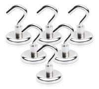 FPMYB 6 Piezas Ganchos magnéticos, Neodimio Ultra fuertes 32mm Diámetro 38KG 83LBS de Fuerza de Atracción Ganchos Iman Neodimio imanes potentes para Refrigerador, Barbacoa, Cocina, parrilla,Gadgets