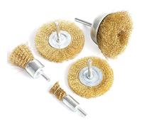 FPPO - Juego de Brochas Limpieza, Cepillos de Alambre de Latón para Taladro, Cepillo de Copa con Vástago de 1/4 de Pulgada, Alambre de Latón de 0.13 mm, Limpia, Suave para Desbarbar, Sin Arañazos