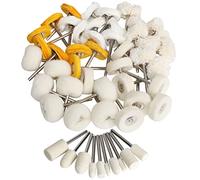 FPPO Juego de ruedas de pulido de 1 pulgada, fieltro de lana montado en algodón, vástago de 3 mm para accesorios de herramientas giratorias, kit de pulido de mini cepillo para reloj y joyería, 50