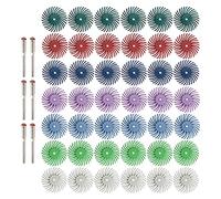 FPPO XFYL50T - Discos de cerdas radiales de 2,5 cm con varilla de 3 mm para herramientas giratorias, rueda abrasiva al por menor para joyas, madera, metal, muela de cerdas con grano 80-2500