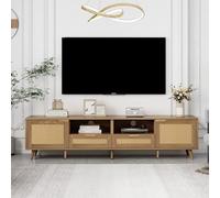 Fppuueg Mueble para TV de 200 cm, Soporte para TV de 90 Pulgadas con 2 Puertas y 2 Cajones, Armario Mueble Bajo con Espacio de Almacenamiento para Salón Dormitorio, Roble A