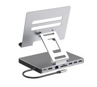 Fpreeza Estación de acoplamiento para laptop, aleación de aluminio, concentrador multipuerto PD USB3.0, soporte SD TF ranura Gigabit Ethernet, estación de acoplamiento A