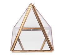 Fpreeza Joyero de Cristal Caja Decorativa GeoméTrica Dorada Soportes de Anillo de PiráMide de Cristal GeoméTrico para Regalo de CumpleañOs de Boda S