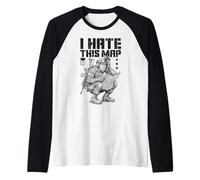 FPS Gamer Funny I Hate This Map, Reproductor de Videojuegos Militar Camiseta Manga Raglan