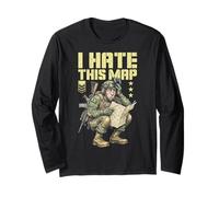FPS Gamer Funny I Hate This Map, Reproductor de Videojuegos Militar Manga Larga
