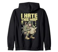 FPS Gamer Funny I Hate This Map, Reproductor de Videojuegos Militar Sudadera con Capucha