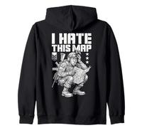 FPS Gamer Funny I Hate This Map, Reproductor de Videojuegos Militar Sudadera con Capucha