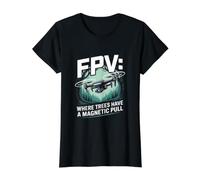 FPV Donde los árboles Tienen un dron magnético Camiseta gráfica económica, Mujer, Negro, S