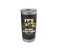 FPV Over Everything Drone Quad Pilot Gold Vintage Gift Vaso térmico de acero inoxidable de doble pared