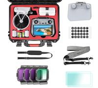 FPVtosky Kit de accesorios para DJI Flip Fly More Combo, incluye funda rígida abatible, parasol RC 2, correa de cordón para el cuello, 2 protectores de pantalla, calcomanías de batería, Black, 6 en 1