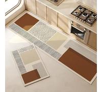 FQ1239 - Alfombra de PVC impermeable para cocina, antideslizante, larga alfombra de piel resistente al aceite, decoración de interiores, marrón, 50 x 160 cm, ideal para uso doméstico