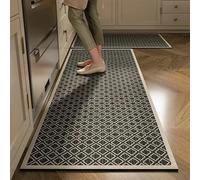 FQ757 - Tapete de cocina impermeable de PVC, antideslizante, largo diseño de piel resistente al aceite, decoración de interiores, marrón, 50 x 80 cm, protector de suelo duradero para uso doméstico