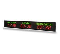 FQCXCKJ Reloj Mundial LED con 3 Zonas horarias, Reloj Digital electrónico con 3 Ciudades, 5 Niveles de Brillo Ajustables y 2 Modos de visualización.