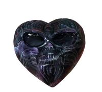 FQHIDMOMX 1 Piece Hand Carved Crystal Heart with Skull Face Home Decor