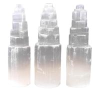 FQHIDMOMX 1 Pieza de 15 cm Yeso selenita, Torre Cristal, Rascacielos, Castillo marroquí Transparente