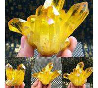FQHIDMOMX 1 Pieza de 60-80 g Piedras Preciosas Cristal Irregulares galvanizadas, Cristales Cuarzo Aura Amarillo, racimo Piedra cruda, artesanía Decorativa