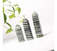FQHIDMOMX 1PC Gem Crystal Point Stick, Stone Column Craft Home Decoration (Color : Green Zebra, Size 60-70mm)