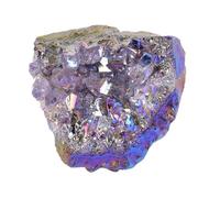 FQHIDMOMX 3pcs Small Amethyst Crystals Clusters Geode Gemstone Titanium Coated Purple Crystal Home Decoration