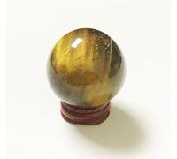 FQHIDMOMX 60mm Crystal Sphere Gemstone Ball Sculpture Figurine with Wooden Stand for Divination Home Decoration Multi Style Polished,Tiger's Eye