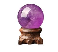 FQHIDMOMX Amethyst Crystal Ball - Large Dream Crystals Sphere with Wooden Stand Home Decor Divination,Purple,50~55mm