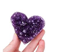 FQHIDMOMX Amethyst Crystal Geode Cluster Heart Rock Quartz Crystals Raw Gemstone for Balance Yoga Home Office FengShui Decoration,6~7cm