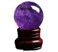 FQHIDMOMX Amethyst Quartz Crystal Sphere Ball Stone with Stand Gift Base, ball-30mm
