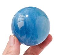 FQHIDMOMX Aquamarine Crystal Ball with Wooden Stand, Handcrafted Quartz Sphere Orb for,Fortune Teller,Feng Shui, Scrying,Magic,Home Decor,35~40mm