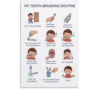 FQHIDMOMX Boys Girls Teeth Brushing Task Analysis Chart Visual Guide For Autism ADHD Morning Evening Routine(Framed,08x12inch(20x30cm))