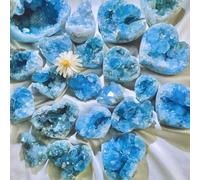 FQHIDMOMX Celestite Heart Crystal Cluster - 400-600g Geode Blue for Home & Office Decor, & Spiritual