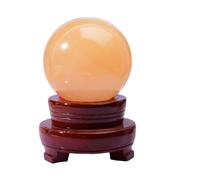 FQHIDMOMX Citrine Crystal Ball Decorative Balls Divination Sphere with Wood Stand, Crystals Large Yellow Stone for Feng Shui, Sculpture,180mm