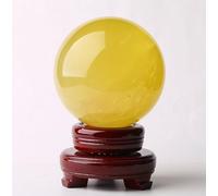 FQHIDMOMX Citrine Crystal Ball with Wooden Stand, Yellow Ornaments,Scrying,Magic Gemstone Sphere for Home Office Entrance Gift Decoration,4cm/1.6in