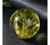 FQHIDMOMX Citrine Crystal Sphere Ball with Stand, Sculpture Figurine, Feng Shui Yellow Home Decoration for Living Room TV Cabinet Crafts Gifts Office Table Shelf,8cm