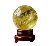 FQHIDMOMX Citrine Quartz Crystal Sphere with Stand, Gemstone Ball Yellow for Feng Shui Divination Home Decoration Gift,70mm