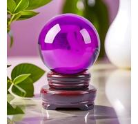 FQHIDMOMX Clear Crystal Ball with Stand Handcrafted Photography Prop for Magical Shots Elegant Home & Party Decor,Purple,150mm