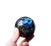 FQHIDMOMX Crystal Ball, Labradorite Ornaments, Gray Moonstone Rough Stone Polished Seven-Star Array Feng Shui Home,45mm
